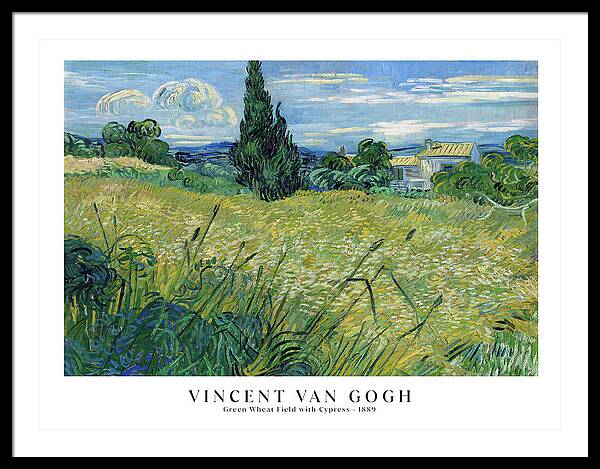 Green Wheat Field With Cypress Framed Art Prints for Sale - Fine Art America