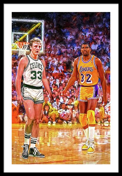 Artist Signed Original Art 80's Basketball Legends Larry Bird Magic Johnson  Michael Jordan 11x17 Fine Art Poster Print 