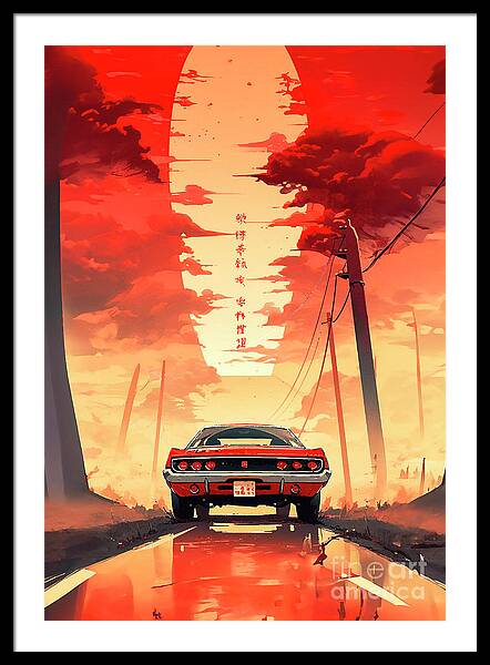 Nissan Skyline, Japanese, Sports car, Yellow and red, drifting, need for  speed Poster