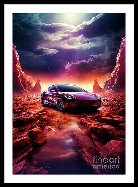 Tesla Model 3 (Performance) Blueprint - Art Print