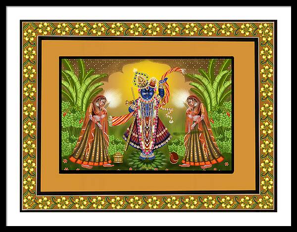 Krishna tapestry in Bhaktivedanta Manor ISKCON available as Framed
