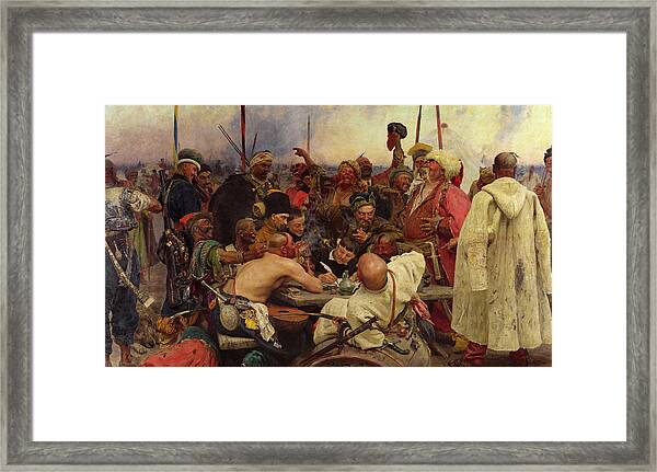 REPIN COSSACKS OLD MASTER PAINTING FRAMED PRINT PICTURE F12X438 