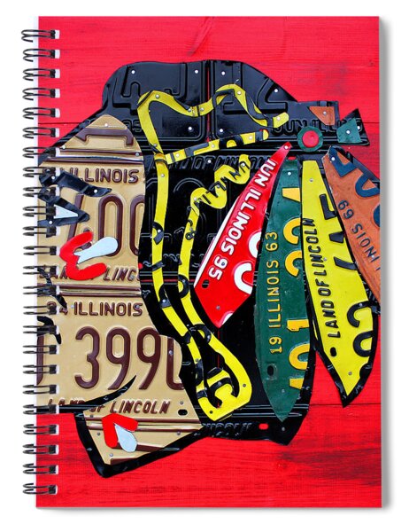 Chicago Blackhawks Hockey Team Vintage Logo Made from old recycled Illinois  License Plates Red Jigsaw Puzzle by Design Turnpike - Pixels