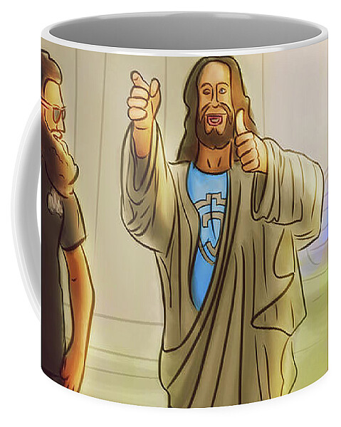 Jesus with the Gas Monkeys - Coffee Mug by Matthias Zegveld