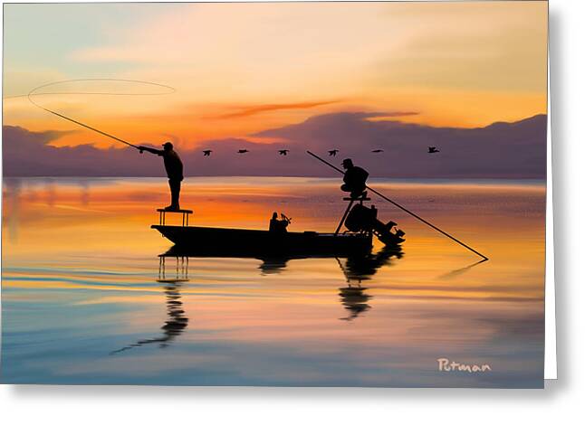 Trout Fishing Digital Art Greeting Cards