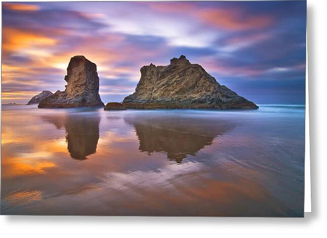 Sea Stack Reflections Greeting Cards
