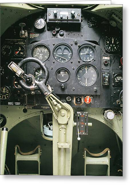 Cockpit Controls Of A Spitfire Fighter Greeting Card