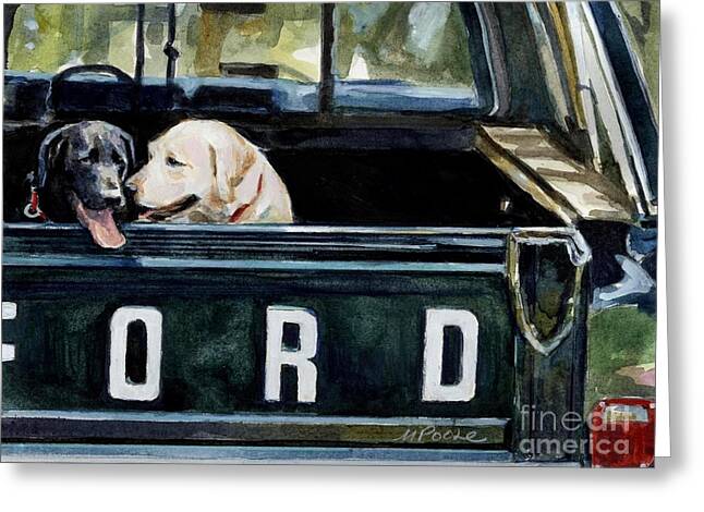 Dog In Truck Greeting Cards