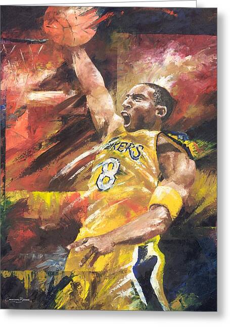 Kobe Bryant Abstract Paintings Greeting Cards