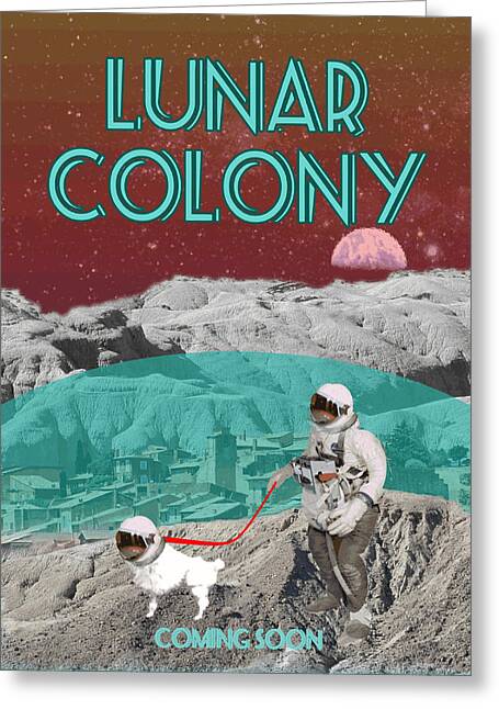 Lunar Colony Coming Soon Advertisement Greeting Cards