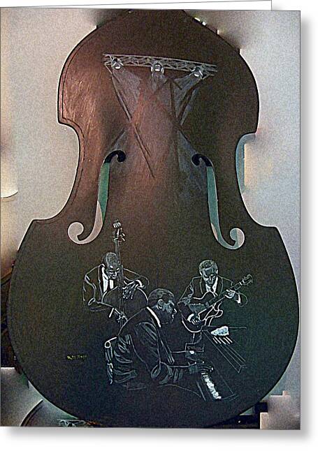 Lm greetings birthday card with DOUBLE BASS BOW /& MUSIC detail