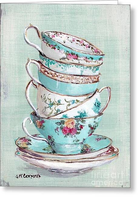 Teacups Paintings Greeting Cards