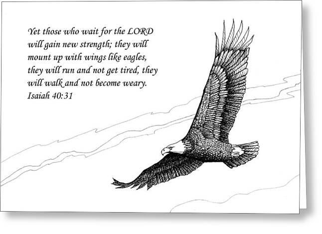 Scripture With Eagle In Flight Greeting Cards
