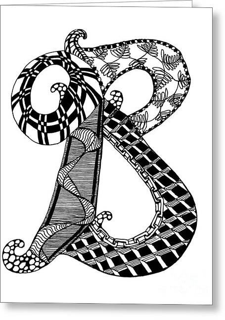 Letter B Monogram In Black And White Drawing by Nan Wright