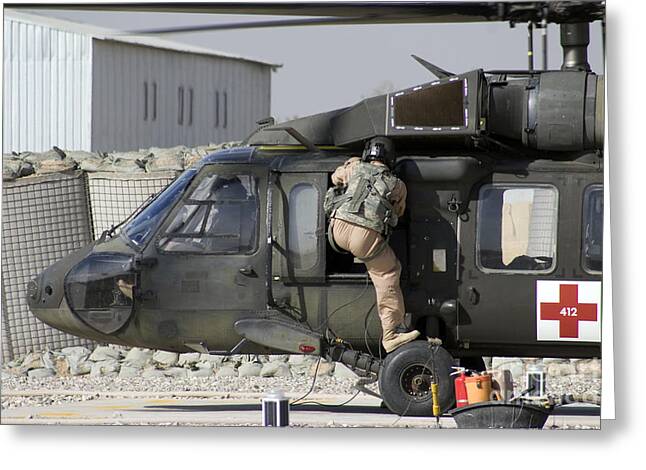 Baqubah, Iraq - A UH-60 Blackhawk Medivac helicopter sits 