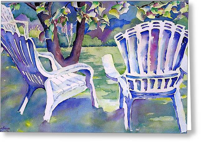 3 White Lawn Chairs Greeting Cards