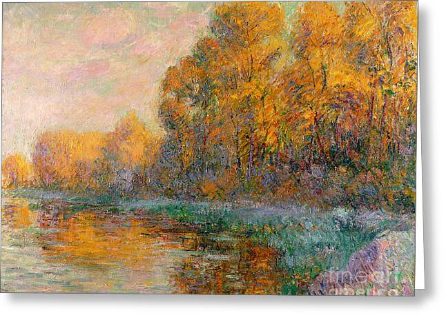 A River In Autumn Greeting Cards