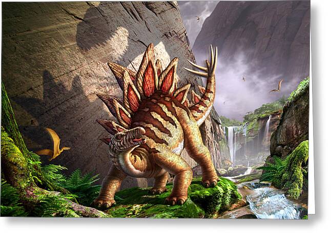 Stegosaurus Digital Art Greeting Cards