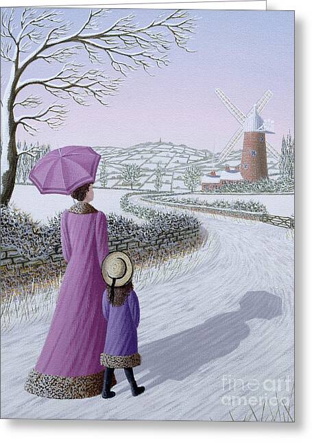 Naive Landscape Windmill Shadow Umbrella Parasol Greeting Cards