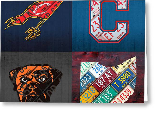 Cleveland Indians Mixed Media Greeting Cards