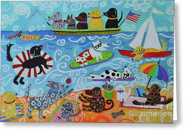 Puppies In Boat Greeting Cards