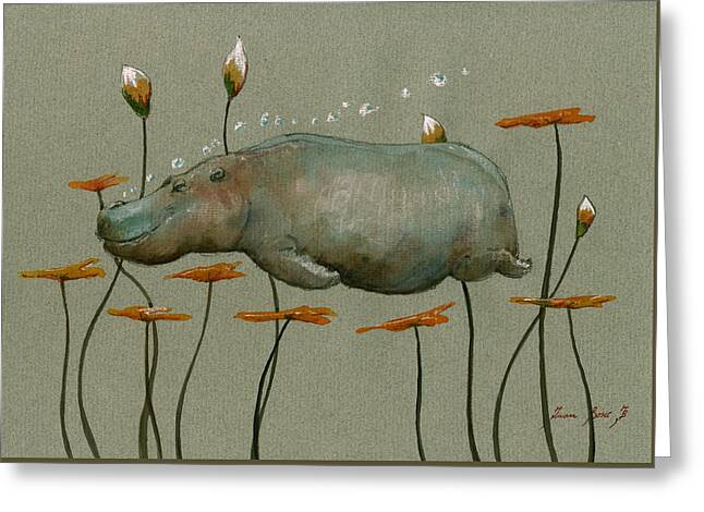 Hippo Wall Greeting Cards