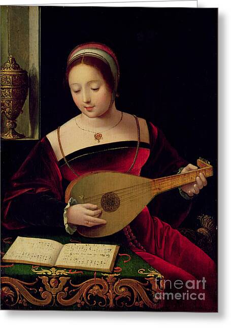 Female Saint St St. Music Pyx Score Headdress Musical Scene Renaissance Greeting Cards