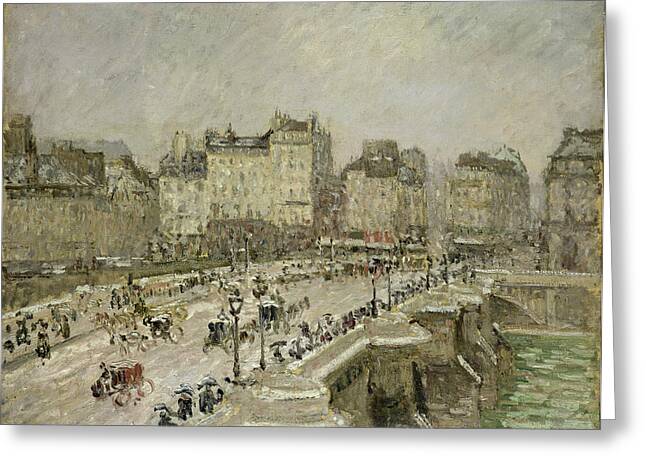Pont Neuf Snow Effect Painting By Camille Pissarro