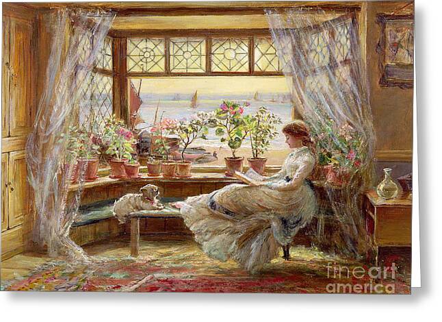 Reading By The Window Painting By Charles James Lewis