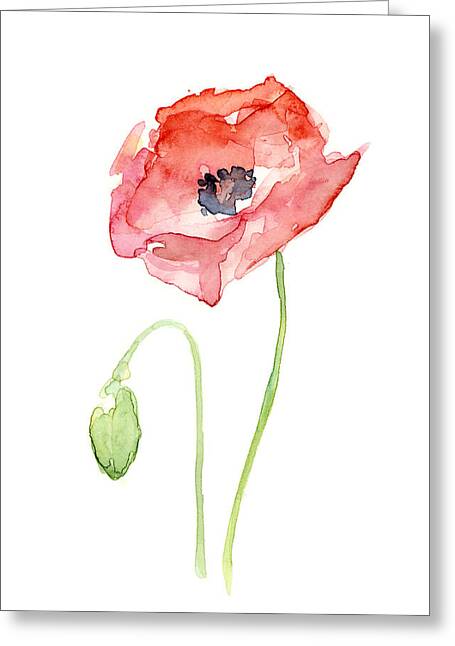 Watercolor Red Poppy Floral Cards Cute Greeting Cards