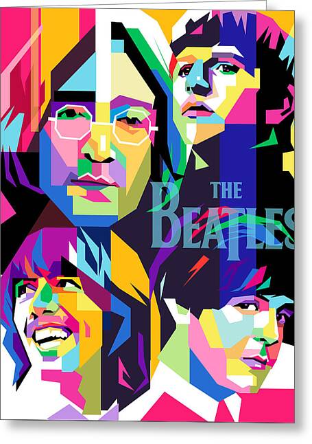 The Beatles Portrait Digital Art Greeting Cards