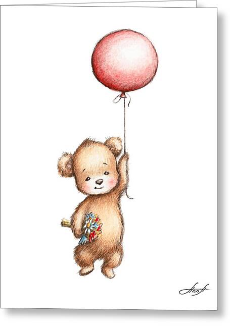 Cute greeting vintage teddy bear illustration Art Board Print for Sale by  knappidesign