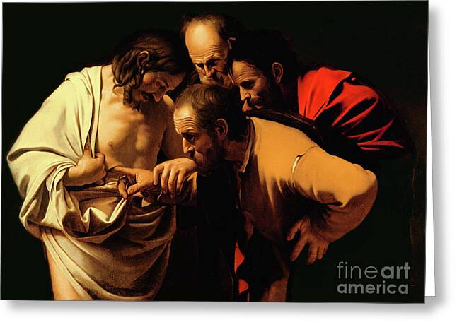 Disbelief Wound Jesus Christ Saint Disciple Apostle Doubting Disbelieving Greeting Cards