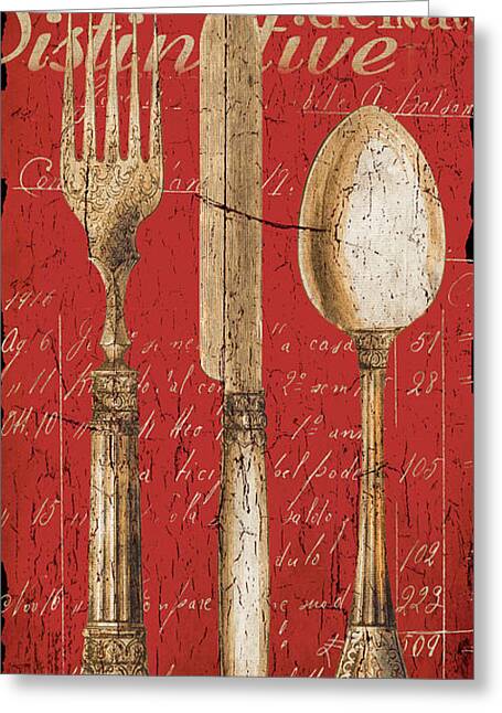 Vintage Dining Utensils In Red Painting by Grace Pullen