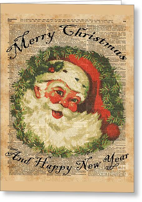 New Year Greetings Joyful Men in Snow Storm Vintage Postcard