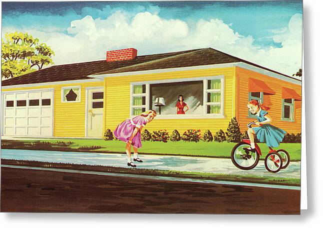 Kids In Suburbia Greeting Cards