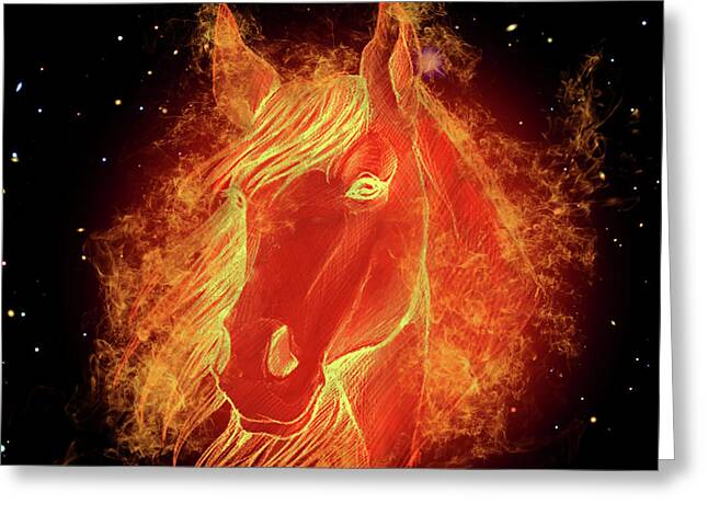 Fire Horse Mixed Media Greeting Cards