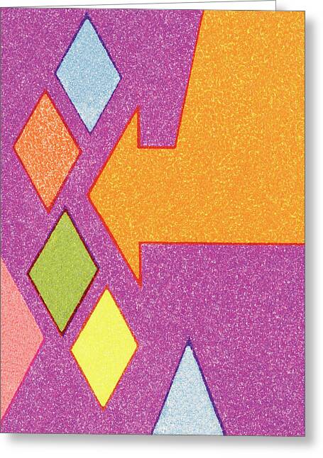 Purple Abstract Drawings Greeting Cards