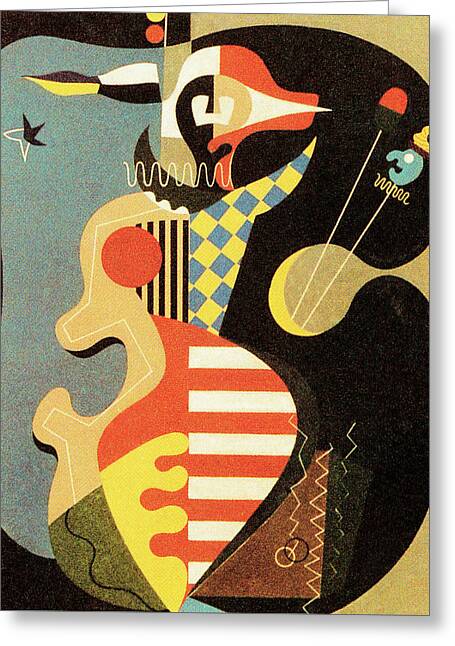 Cubist Drawings Greeting Cards