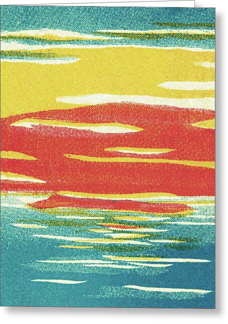 Sunset Abstract Drawings Greeting Cards