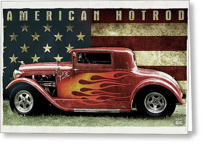 American Automobiles Mixed Media Greeting Cards