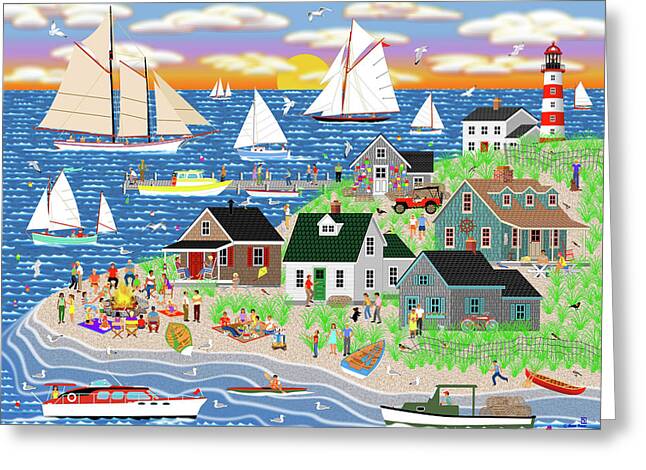 Sailboat Ocean Digital Art Greeting Cards