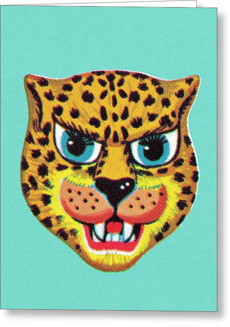 Leopard Portrait Drawings Greeting Cards