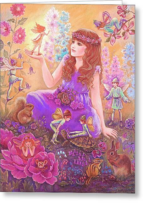KIRKS FOLLY Fairies Enchanted Gardens Fantasy Greeting Card  NEW GLITTERED 