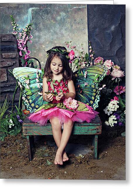 KIRKS FOLLY Fairies Enchanted Gardens Fantasy GLITTERED Greeting Card  NEW 