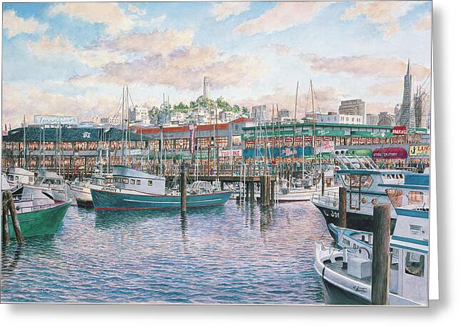 Fisherman's Wharf Paintings Greeting Cards