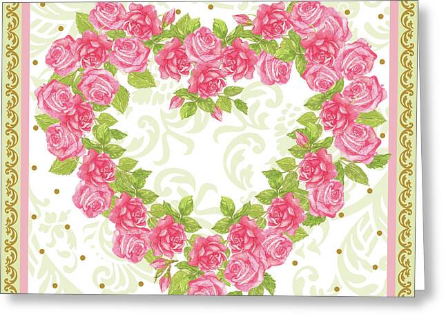 Heart Made Of Roses Greeting Cards