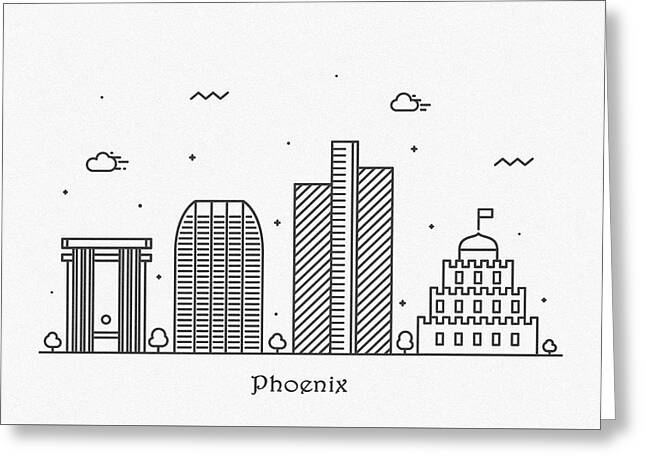 Phoenix Architecture Drawings Greeting Cards