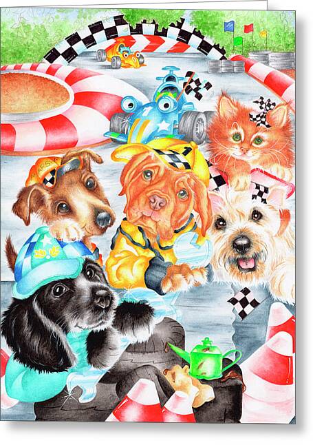 Dog Race Track Greeting Cards