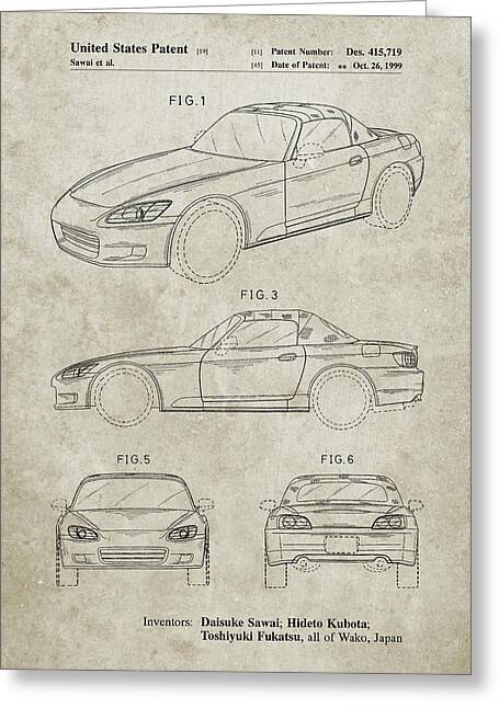D 1999 Patent Art Poster Honda S2000 Design Sawai Motor Vehicle 